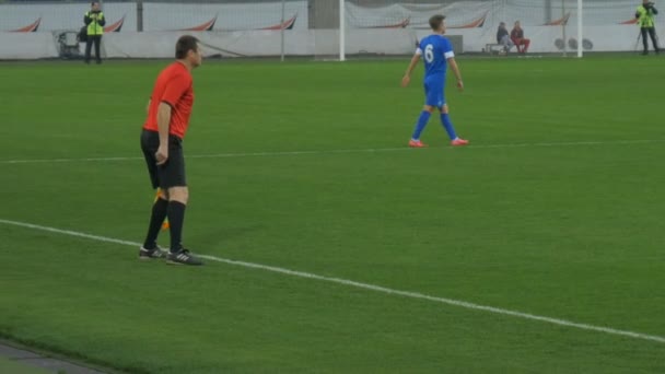 Linesman Durante Jogo Futebol — Vídeo de Stock