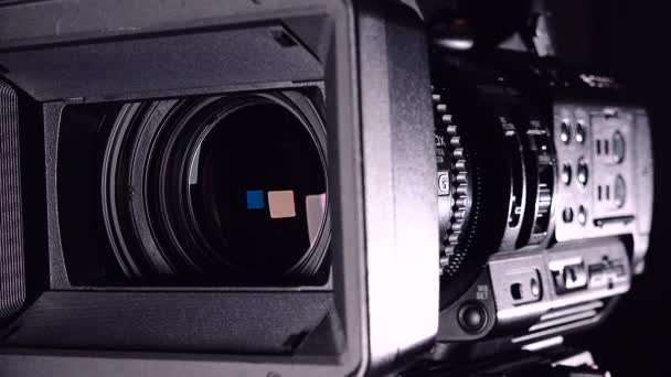 Stúdió Videokamera Panning Zooming Video Camcorder Lens Side View Video — Stock videók