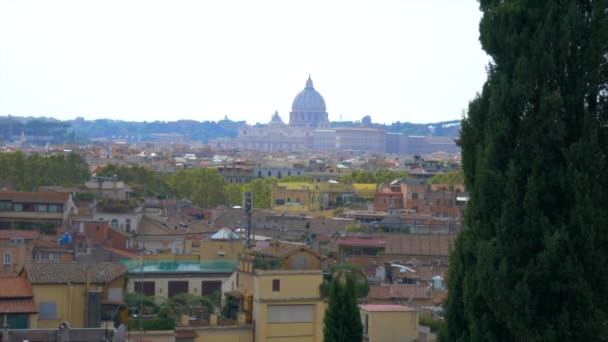 Италия Рим Городской Пейзаж Вид Базилику Святого Петра Исторический Центр — стоковое видео