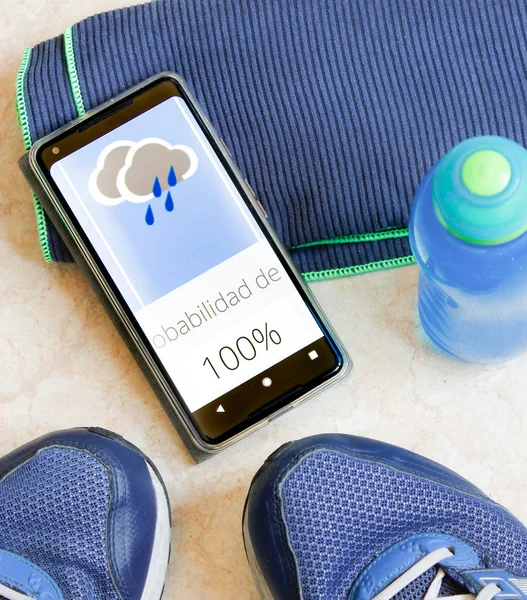 Sports equipment and mobile with the weather forecast