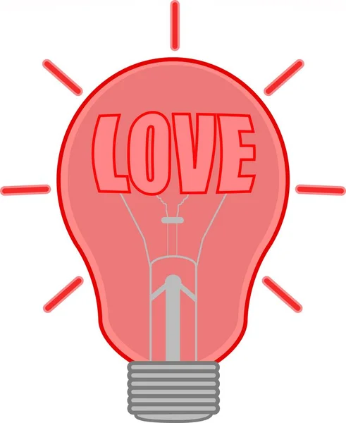 Begreppet Vektor Illustration Glödlampa Och Kärlek Inskription — Stock vektor