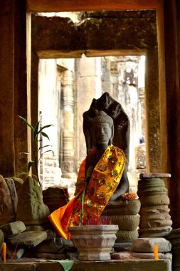 View of a beautiful statue in the Angkor Thom complex, Cambodia
