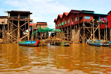 View of the amazing floating village of Kampong Khleang on the banks of Tonle Sap lake