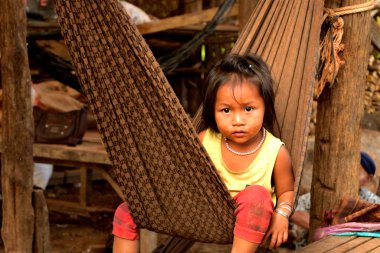 January 5th 2017, Closeup of a beautiful Cambodian girl in the floating village of Kampong Khleang, Cambodia