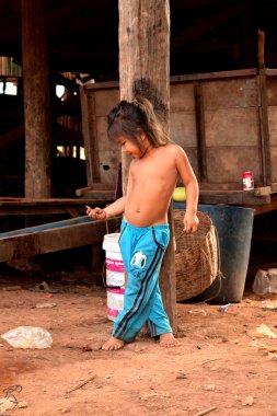 January 5th 2017, Closeup of a beautiful Cambodian girl in the floating village of Kampong Khleang, Cambodia