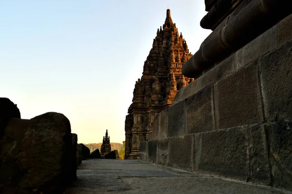 Vista al atardecer del templo hindú de Prambanan — Foto de Stock
