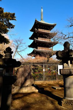 Tokyo, Ueno parkındaki Kaneiji 'nin beş katlı pagoda manzarası