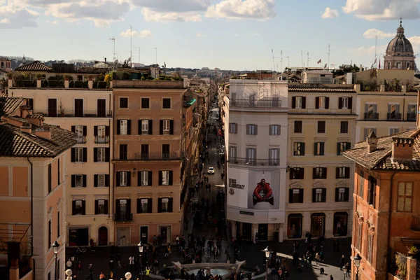 Mars 2020 Rom Italien Utsikt Över Piazza Spagna Med Turister — Stockfoto