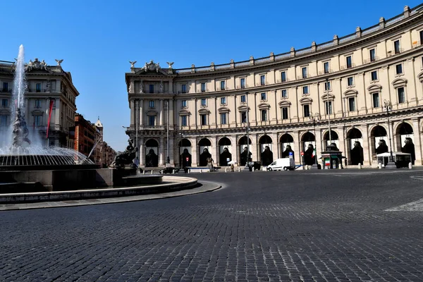 Απριλίου 2020 Ρώμη Ιταλία Άποψη Της Πλατείας Της Δημοκρατίας Χωρίς — Φωτογραφία Αρχείου