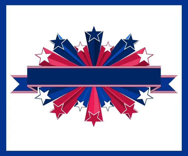 Векторная Иллюстрация Состоящая Ленты Трехмерных Звёзд Американскими Цветами Флага Идеально — стоковый вектор