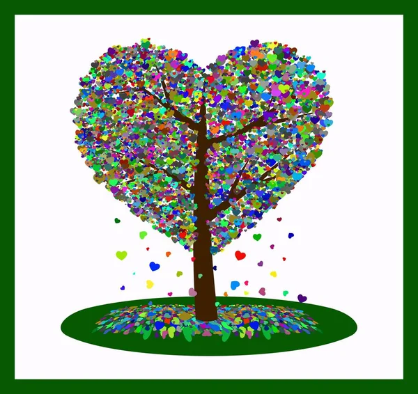 Πολύχρωμο Δέντρο Σχήμα Καρδιάς Που Αναπτύσσει Διαφορετικές Έννοιες Ιδανική Για — Διανυσματικό Αρχείο