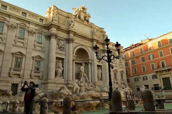 Maj 2020 Rom Italien Utsikt Över Trevi Fontänen Utan Turister — Stockfoto