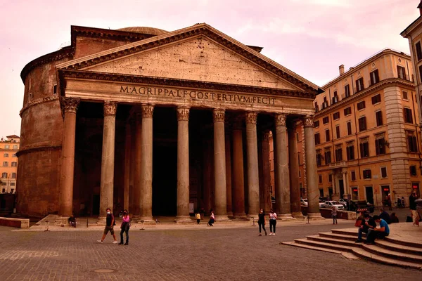 Maj 2020 Rom Italien Utsikt Över Pantheon Stängd Utan Turister — Stockfoto