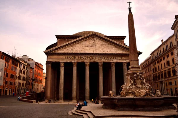 Maio 2020 Roma Itália Vista Panteão Fechada Sem Turistas Devido — Fotografia de Stock