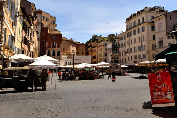 Μαΐου 2020 Ρώμη Ιταλία Άποψη Του Campo Dei Fiori Χωρίς — Φωτογραφία Αρχείου