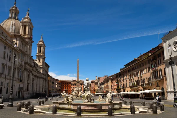 Maj 2020 Rom Italien Utsikt Över Navona Square Utan Turister — Stockfoto