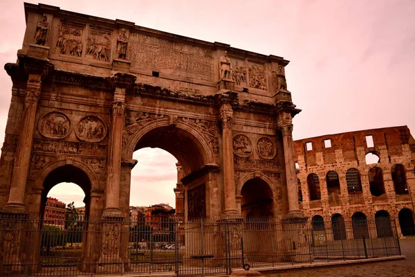 Травня 2020 Рим Італія Вид Арку Константина Туристів Через Фазу — стокове фото