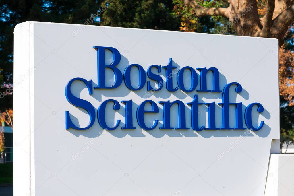 Boston Scientific sign at manufacturer of medical devices Silicon Valley office - San Jose, California, USA - 2019