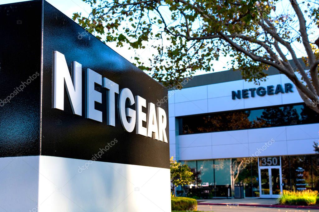 Netgear logo at Silicon Valley HQ. Netgear Inc. is a multinational computer networking company - San Jose, CA, USA - 2019