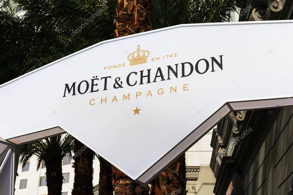 Moet and Chandon champagne outdoor advertising banner - Las Vegas, Nevada, USA - December, 2019