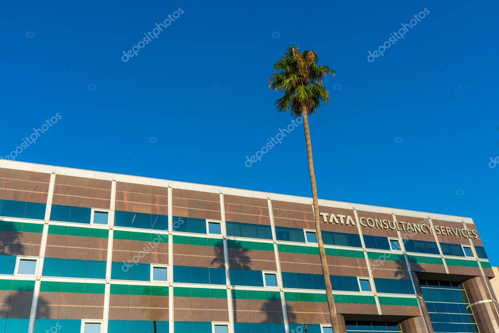 Tata Consultancy Services office exterior in Silicon Valley. TCS is an Indian multinational IT service and consulting company part of the Tata Group - Santa Clara, California, USA - 2019