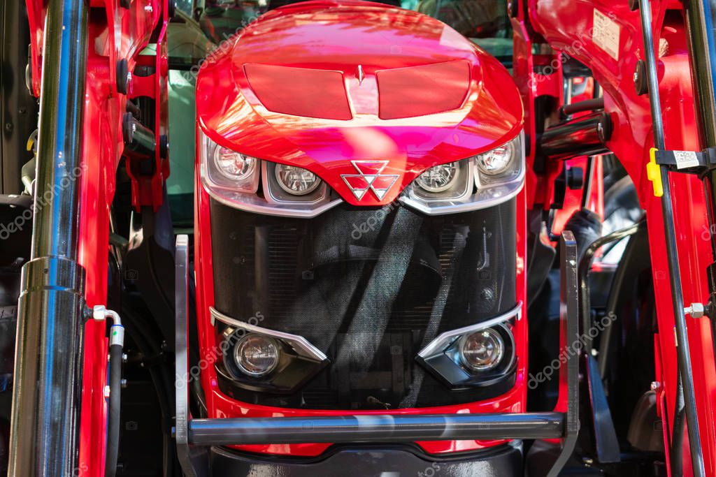 Massey Ferguson logo on brand new utility tractor. Massey Ferguson Limited is an American manufacturer of agricultural equipment - Las Vegas, Nevada, USA - November, 2019