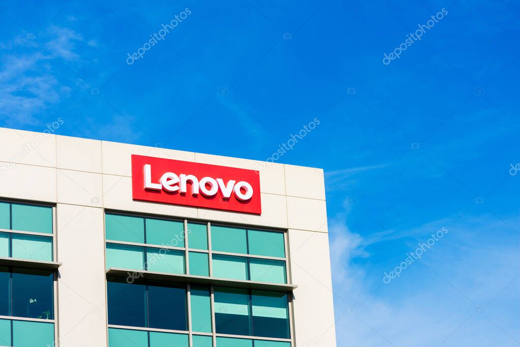 Lenovo campus building facade and exterior in Silicon Valley. Lenovo Group Limited is a computer manufacturing company - Santa Clara, CA, USA - 2020