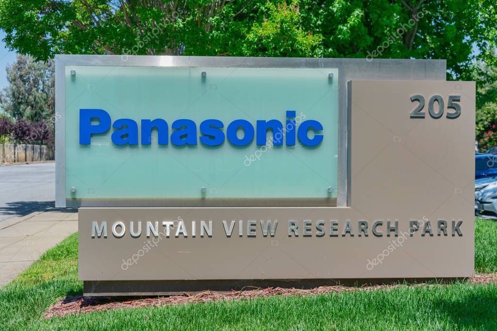 Panasonic logo at company research and product development office building in Silicon Valley - Mountain View, California, USA - June 12, 2019
