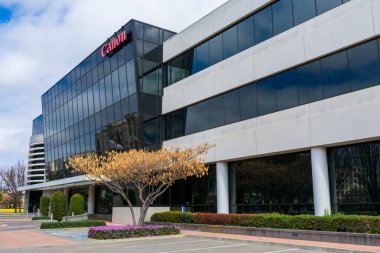 Canon Solutions America merkez kampüsü Silikon Vadisi 'nde. Canon Inc, çok uluslu bir Japon şirketidir - San Jose, Kaliforniya, ABD - 2020