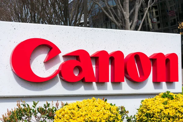 Canon Logo Wegwijzer Het Hoofdkantoor Van Canon Solutions America Silicon — Stockfoto