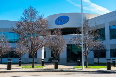 Pfizer pharmaceutical corporation campus exterior in Silicon Valley - South San Francisco, CA, USA - 2020 clipart