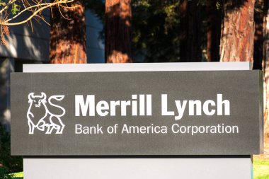 Merrill Lynch işareti ve logosu. Merrill Lynch, Pierce, Fenner ve Smith Incorporated, Bank of America 'nın bir yatırım ve servet yönetimi bölümüdür.