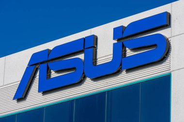 Asus, Silikon Vadisi 'ndeki şirket ofisinde imza atıyor. Tayvan merkezli çok uluslu bilgisayar ve telefon donanım ve elektronik şirketi - Fremont, CA, USA - Circa, 2019