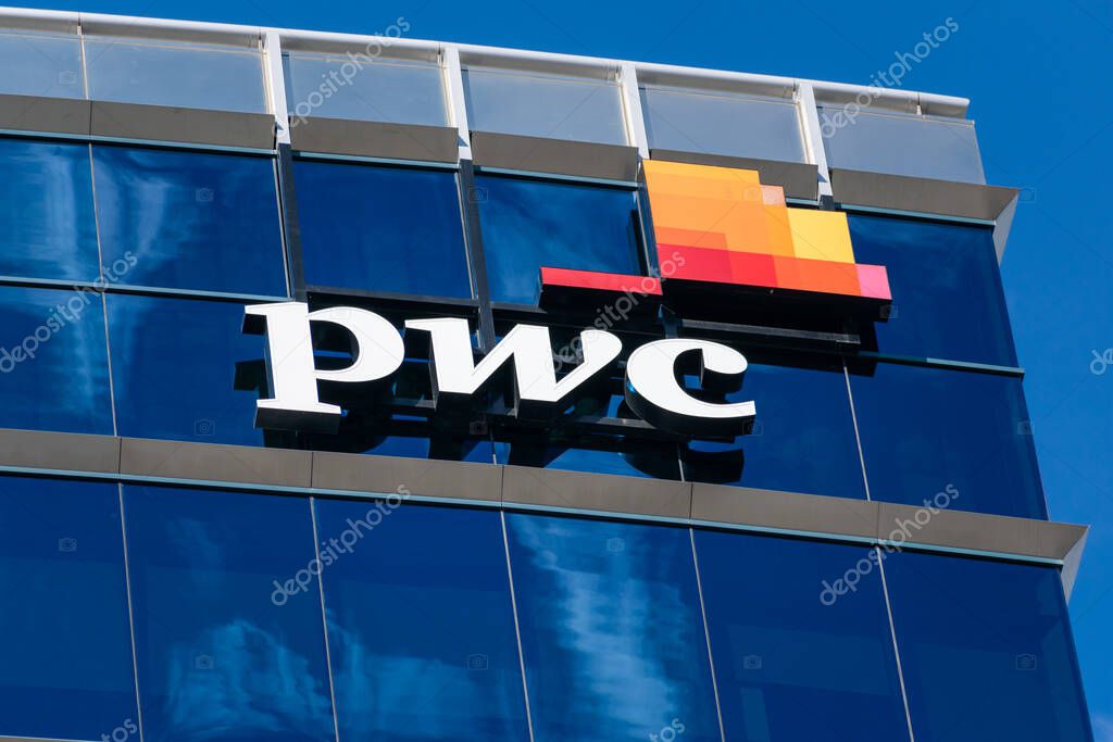 PwC sign is seen at company office in the downtown of Silicon Valley largest city. PricewaterhouseCoopers is one of the 