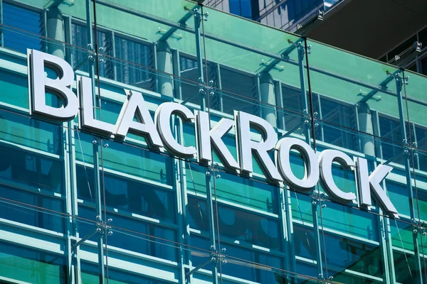 Blackrock Sign Logo Glass Facade Financial Company Office Building Silicon — Stock Photo, Image