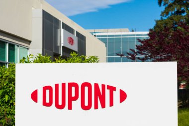 DuPont logo at Silicon Valley Technology and innovation Center. DuPont de Nemours, Inc is an American company operating in the chemicals industry - Sunnyvale, CA, USA - 2020 clipart