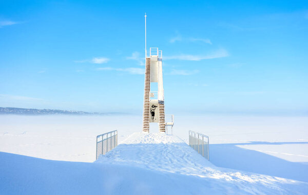 View of lighthouse in the sea — Stock Image View Lighthouse Sea — Stock Photo, Image