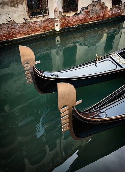 Gamla Gondolas Venedig Italien — Stockfoto