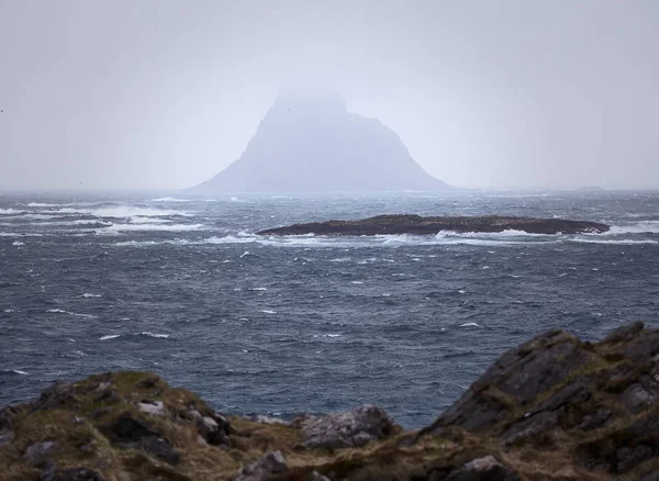 Apă Mare Furtunoasă Roci Bleik Județul Nordland Norvegia Europa — Fotografie, imagine de stoc