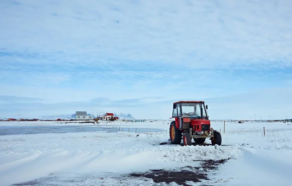 Tractor Winter Landscape — Stock Photo, Image