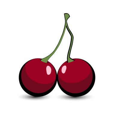 Kiraz. Tropikal bir meyvenin güzel bir örneği. Çizgi film tarzında yemek..