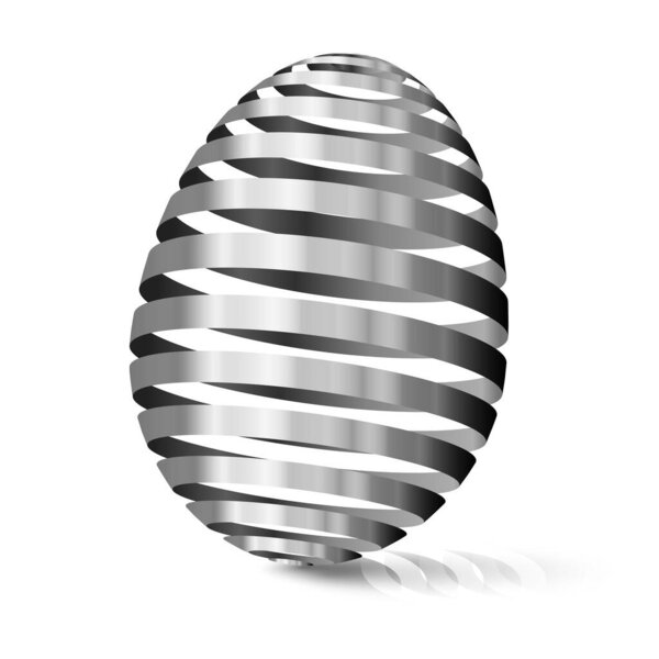 3d Silver egg. Modular eggshell spaced. Happy Easter day. East t