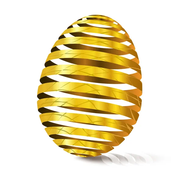 3D gouden ei met textuur. Modulaire eierschaal. Gelukkig Pasen — Stockvector
