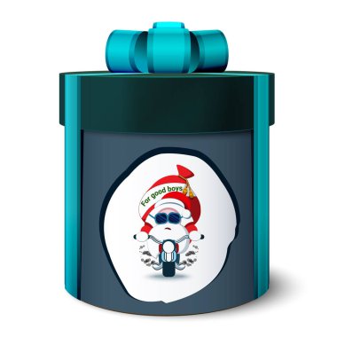 Koyu erkeksi renkte üç boyutlu bir hediye kutusu. Yeni yıl hediyesi. Ch