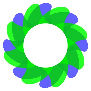 Yuvarlak çerçeve. Yeşil ve mavi renkli mamutlar. Yaz aydınlığı 