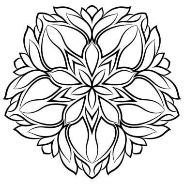 Tek renkli Mandala. Albüm için şablon. Simetrik orna