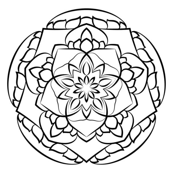 Mandala pro uvolnění. Uklidňující kresba. Monochromatické ilustrace — Stockový vektor