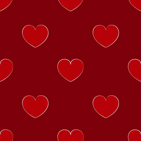Sömlös maroon mönster med hjärtan. Ljus bakgrund för V — Stock vektor