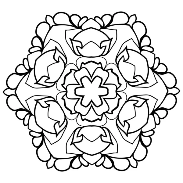 Mandala monocromática. Patrón simétrico. Ilustración para el al — Vector de stock