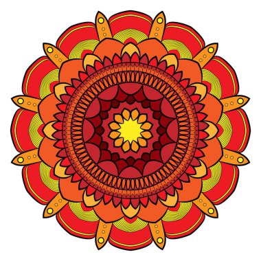 Renkli kitap için renkli mandala. Dairedeki simetrik desen